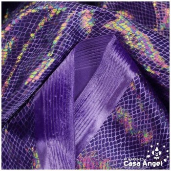 TERCIOPELO MORADO ESTAMPADO DE SERPIENTE TORNASOL SERIE MAPANÁ 150cm