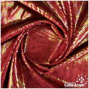 TERCIOPELO ROJO ESTAMPADO DE SERPIENTE TORNASOL SERIE MAPANÁ 150cm