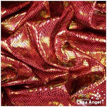 TERCIOPELO ROJO ESTAMPADO DE SERPIENTE TORNASOL SERIE MAPANÁ 150cm