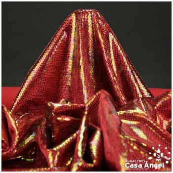 TERCIOPELO ROJO ESTAMPADO DE SERPIENTE TORNASOL SERIE MAPANÁ 150cm