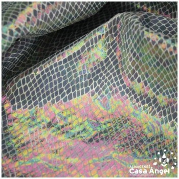 TERCIOPELO PLATA ESTAMPADO DE SERPIENTE TORNASOL SERIE MAPANÁ 150cm