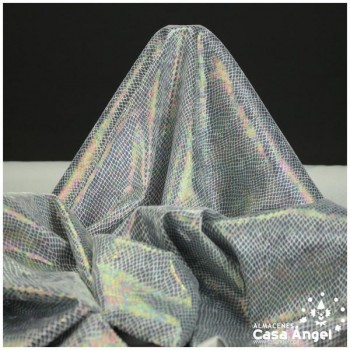 TERCIOPELO PLATA ESTAMPADO DE SERPIENTE TORNASOL SERIE MAPANÁ 150cm