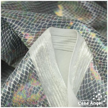 TERCIOPELO PLATA ESTAMPADO DE SERPIENTE TORNASOL SERIE MAPANÁ 150cm