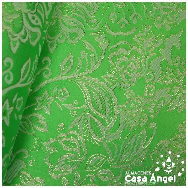 BROCADO JACQUARD VERDE CON FLORES LÚREX 112cm