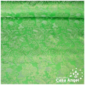 BROCADO JACQUARD VERDE CON FLORES LÚREX 112cm