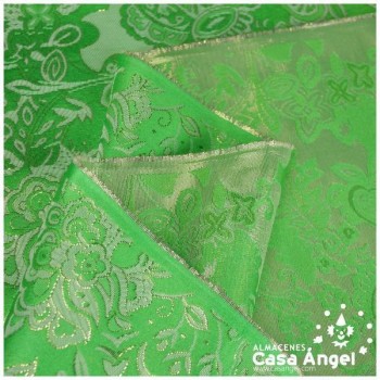 BROCADO JACQUARD VERDE CON FLORES LÚREX 112cm