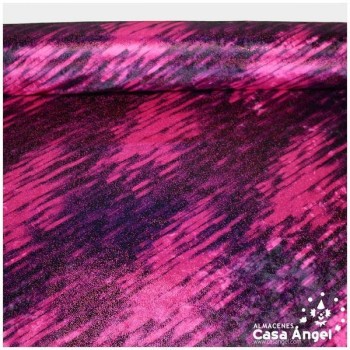 TERCIOPELO ELÁSTICO FUCSIA CHISPAS DE BRILLO SERIE CYBORG 150cm