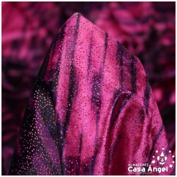 TERCIOPELO ELÁSTICO FUCSIA CHISPAS DE BRILLO SERIE CYBORG 150cm