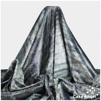 TERCIOPELO ELÁSTICO GRIS CHISPAS DE BRILLO SERIE CYBORG 150cm