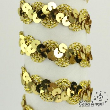 PASAMANERÍA ONDULINA LÍNEA LENTEJUELAS BORDADAS 10mm