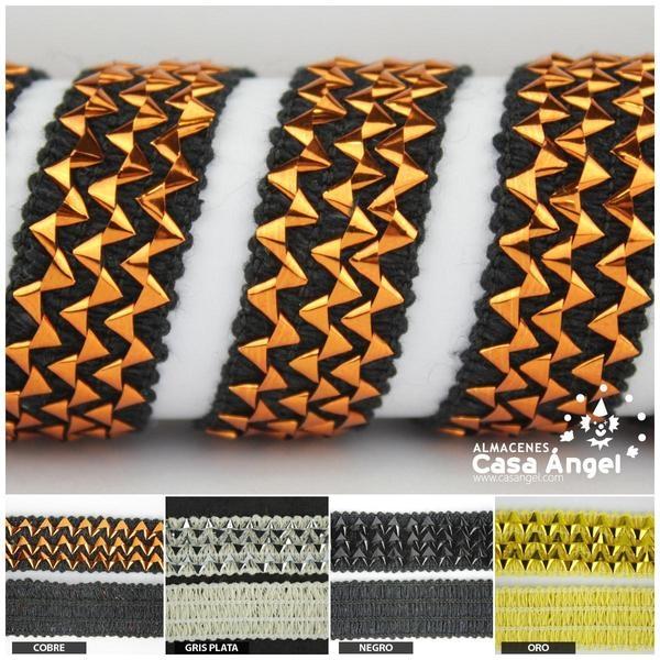 PASAMANERÍA ELÁSTICA CON LÁMINAS METALIZADAS EN ZIGZAG 16mm