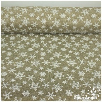 TELA ARPILLERA COLOR NATURAL DE POLIÉSTER CON ESTAMPADO GLITTER 150cm
