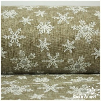 TELA ARPILLERA COLOR NATURAL DE POLIÉSTER CON ESTAMPADO GLITTER 150cm