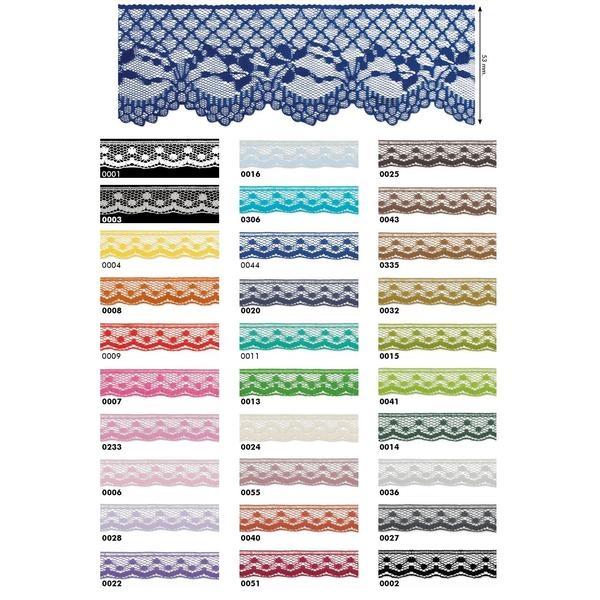 PUNTILLA NYLON RÍGIDA BORDADO COLORES LISOS 53mm
