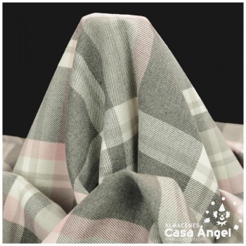 SARGA DE CUADRO ESCOCÉS SOBRE GRIS 150cm