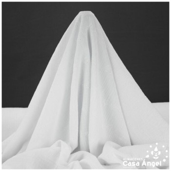 MUSELINA BLANCA BRODERIE PERFORADA Y BORDADA SERIE MUZZO 135cm
