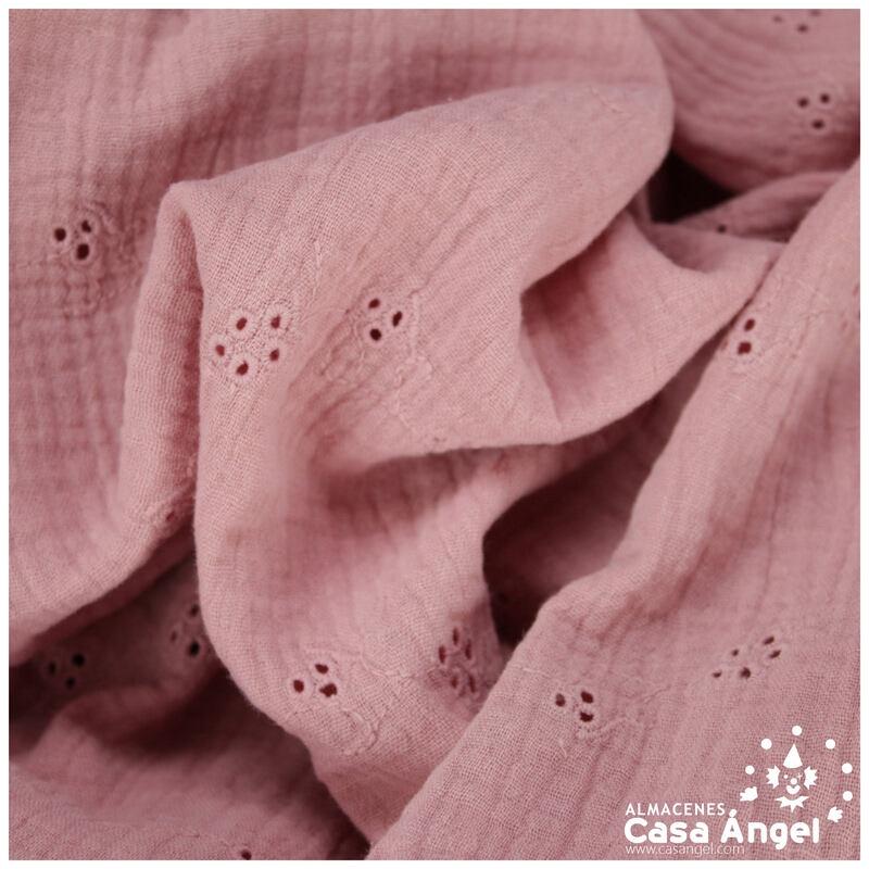 MUSELINA ROSA PALO BRODERIE PERFORADA Y BORDADA SERIE MUZZO 135cm