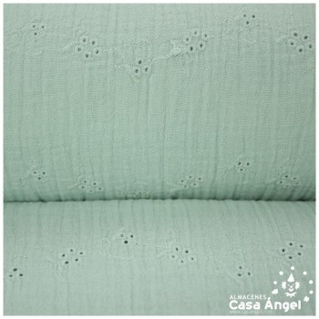 MUSELINA VERDE JADE BRODERIE PERFORADA Y BORDADA SERIE MUZZO 135cm