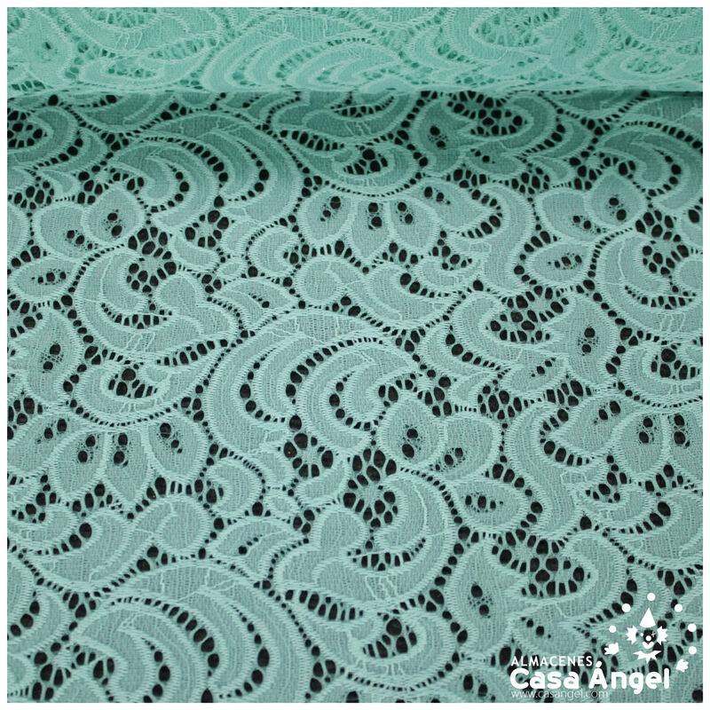 BLONDA VERDE AGUA ELÁSTICA DE ENCAJE SERIE FRATELLI 150cm