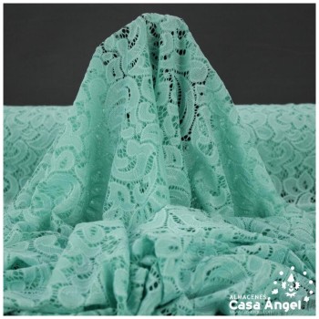 BLONDA VERDE AGUA ELÁSTICA DE ENCAJE SERIE FRATELLI 150cm