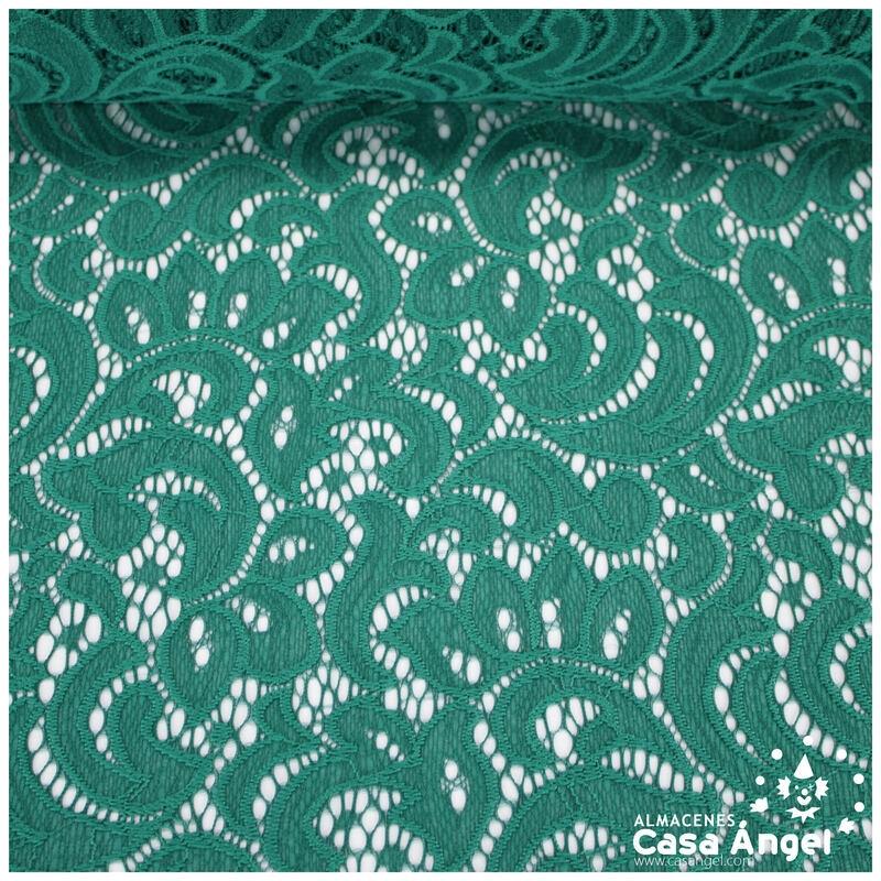 BLONDA VERDE ANDALUCÍA ELÁSTICA DE ENCAJE SERIE FRATELLI 150cm