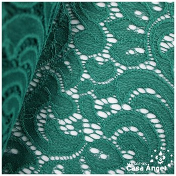 BLONDA VERDE ANDALUCÍA ELÁSTICA DE ENCAJE SERIE FRATELLI 150cm