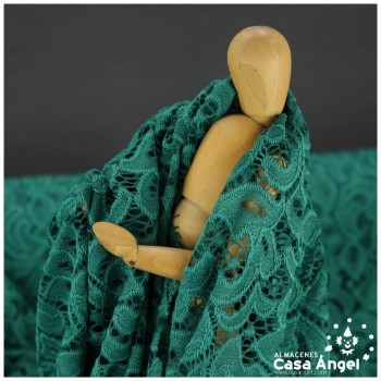 BLONDA VERDE ANDALUCÍA ELÁSTICA DE ENCAJE SERIE FRATELLI 150cm