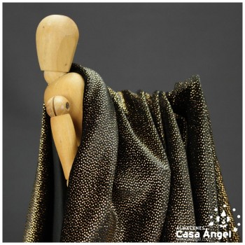 TERCIOPELO NEGRO CON PUNTOS ORO SERIE DANSEI 150cm