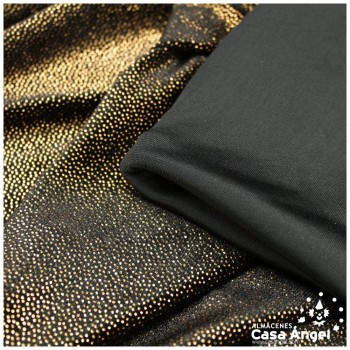 TERCIOPELO NEGRO CON PUNTOS ORO SERIE DANSEI 150cm