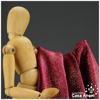 TERCIOPELO GRANATE CON PUNTOS ORO SERIE DANSEI 150cm