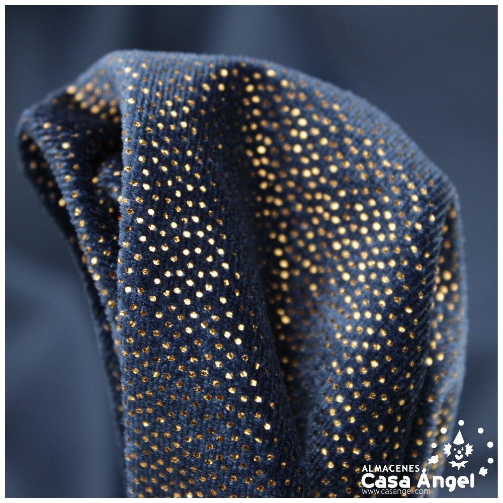 TERCIOPELO AZUL MARINO CON PUNTOS ORO SERIE DANSEI 150cm