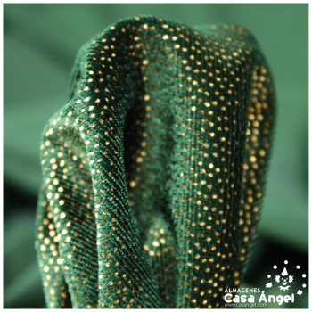 TERCIOPELO VERDE CON PUNTOS ORO SERIE DANSEI 150cm