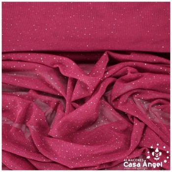 TUL ELÁSTICO GRANATE CON TOPO GLITTER SERIE GALASSIA 150cm