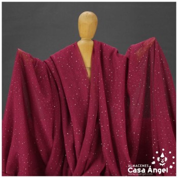 TUL ELÁSTICO GRANATE CON TOPO GLITTER SERIE GALASSIA 150cm