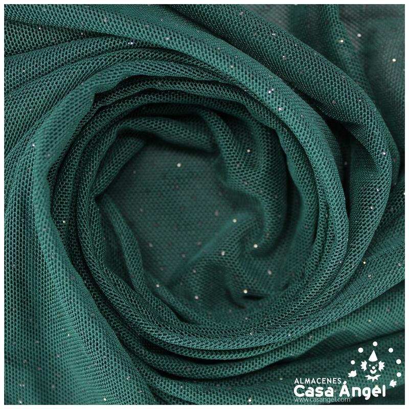 TUL ELÁSTICO VERDE BOTELLA CON TOPO GLITTER SERIE GALASSIA 150cm