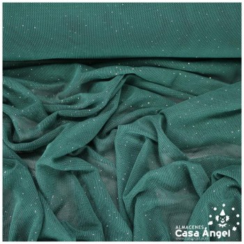 TUL ELÁSTICO VERDE BOTELLA CON TOPO GLITTER SERIE GALASSIA 150cm