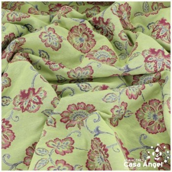 LONETA JACQUARD VERDE PISTACHO CON PATRÓN DE FLORES 280cm