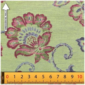 LONETA JACQUARD VERDE PISTACHO CON PATRÓN DE FLORES 280cm