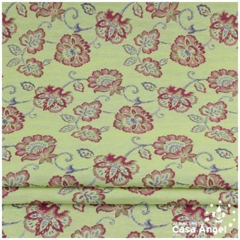 LONETA JACQUARD VERDE PISTACHO CON PATRÓN DE FLORES 280cm