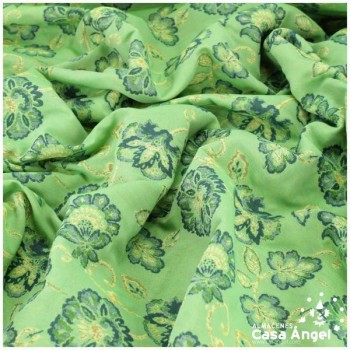 LONETA JACQUARD VERDE CON PATRÓN DE FLORES 280cm