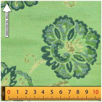 LONETA JACQUARD VERDE CON PATRÓN DE FLORES 280cm
