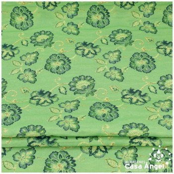 LONETA JACQUARD VERDE CON PATRÓN DE FLORES 280cm