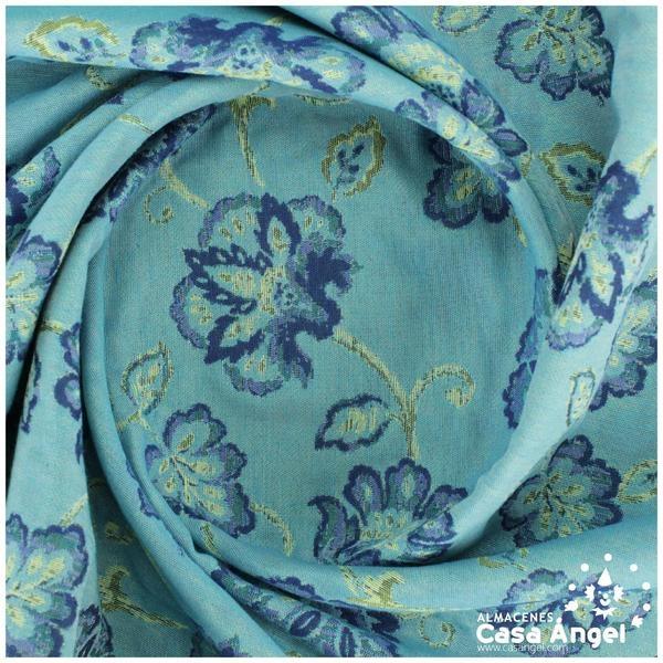 LONETA JACQUARD TURQUESA CON PATRÓN DE FLORES 280cm