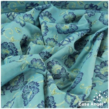 LONETA JACQUARD TURQUESA CON PATRÓN DE FLORES 280cm