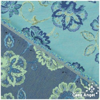 LONETA JACQUARD TURQUESA CON PATRÓN DE FLORES 280cm