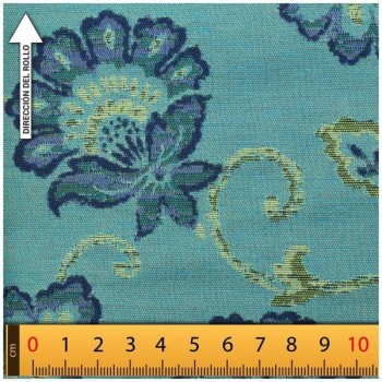 LONETA JACQUARD TURQUESA CON PATRÓN DE FLORES 280cm