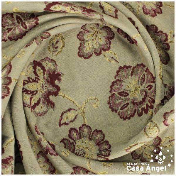 LONETA JACQUARD BEIGE CON PATRÓN DE FLORES 280cm