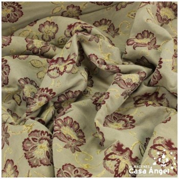 LONETA JACQUARD BEIGE CON PATRÓN DE FLORES 280cm