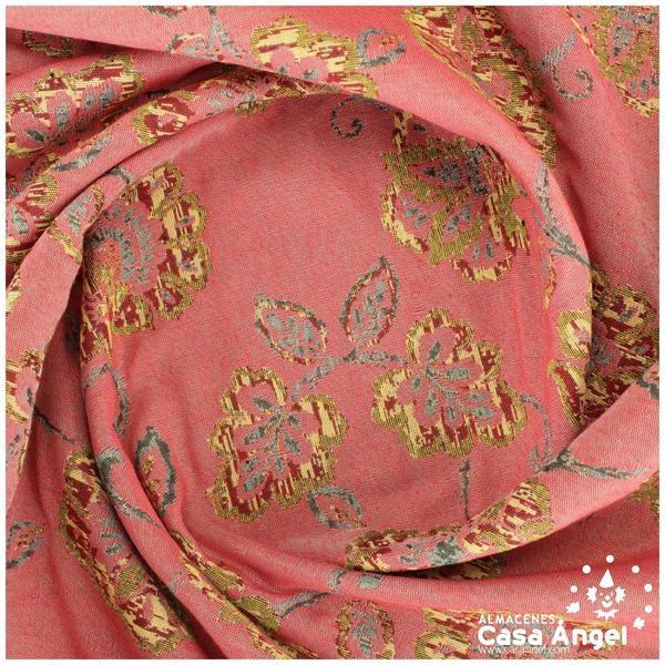 LONETA JACQUARD SALMÓN CON PATRÓN DE FLORES 280cm