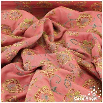 LONETA JACQUARD SALMÓN CON PATRÓN DE FLORES 280cm